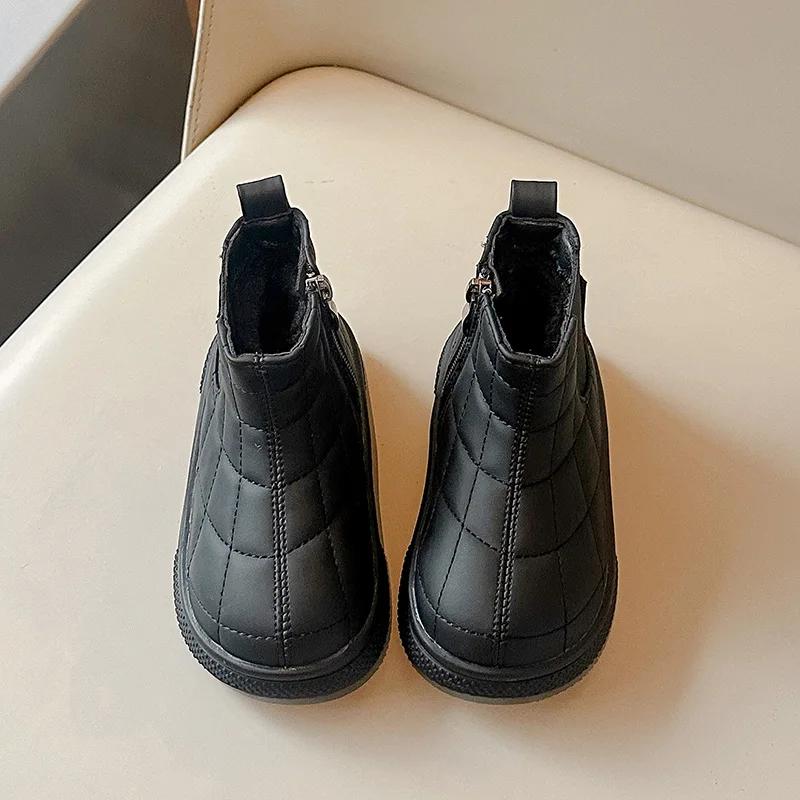 New Children's Platform Snow Boot Fashion Winter Girls Cotton Boots Causal Warm Versatile Kids Outdoor Boys Plush Ankle Boots