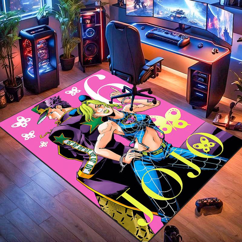 J-JoJo's Bizarre Adventure-themed rug, suitable for living room, bedroom, game room, computer room and home décor.