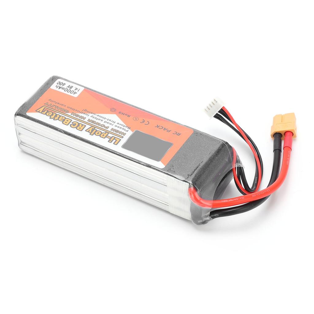 14.8V 4000mAh 4S 60C Lipo Battery Pack with XT60 Plug RC Battery for RC Car Boat Helicopter Drones