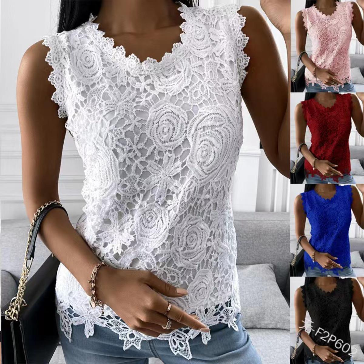 

Women s New Summer Tops Undershirt Lace Shirt 5XL синій