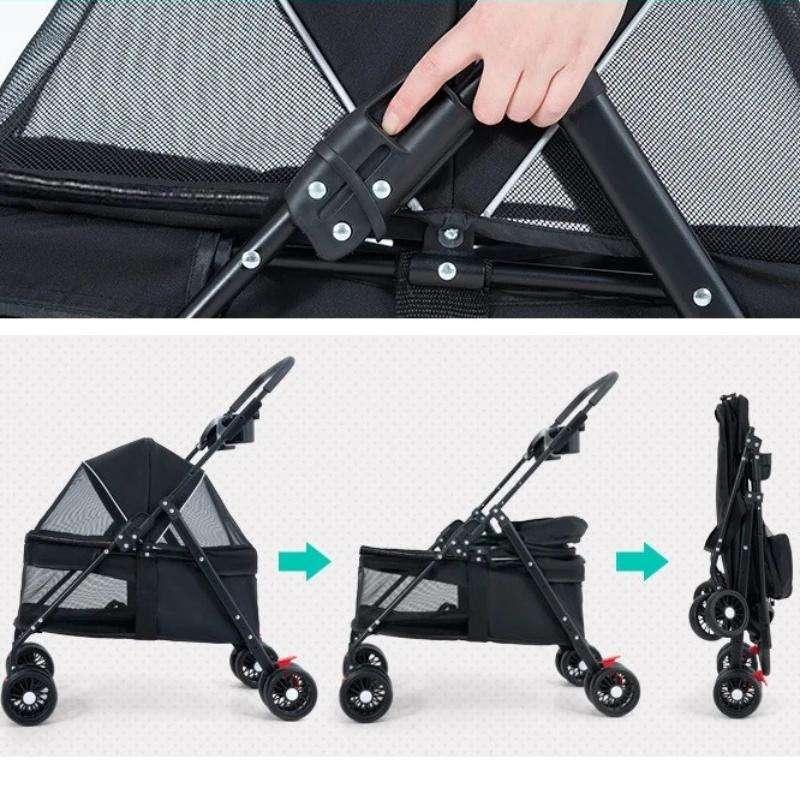 Foldable Pet Stroller for Dogs Cats Teddy Small Lightweight Travel Outdoor Carrier Pet Carrier Transporte Shopping Cart Carrier