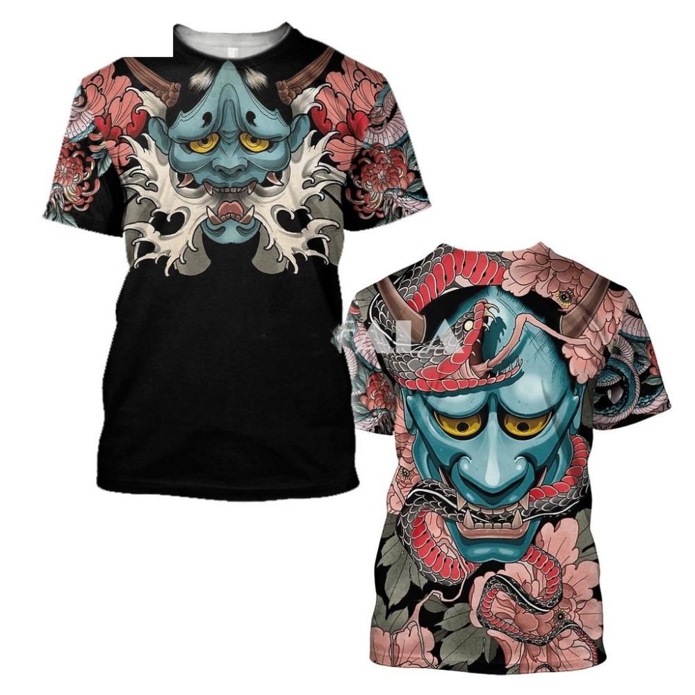 New Warrior Tattoo Men's T-shirt 3D Printed Art Mask Tattoo Short Sleeve T-shirt