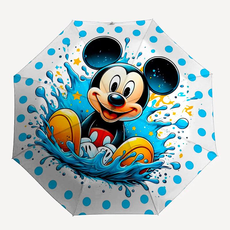 Mickey Mouse, Water Splash Themed Automatic Opening and Closing Umbrella, Brightly Colored 8-rib Portable Umbrella, Suitable for Men and Women, A Perf