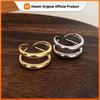 925 Sterling Silver Rings For Women Men Fine Jewelry Finger Adjustable Open Double Layers Gold Ring For Party Birthday Gift