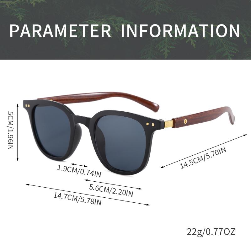 Fashion Wood Grain Leg Rice Nail Square Sunglasses For Men And Women UV Protection Sun Glasses Sunshade Eyeglasses