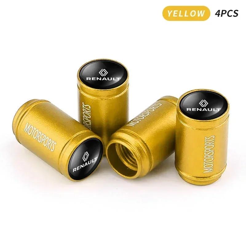 4Pcs Metal Car Sports Badge Wheel Tire Valve Air Caps Stem Cover For Renault RS Clio Megane 2 3 4 Captur Trafic Twingo Scenic 2 R666