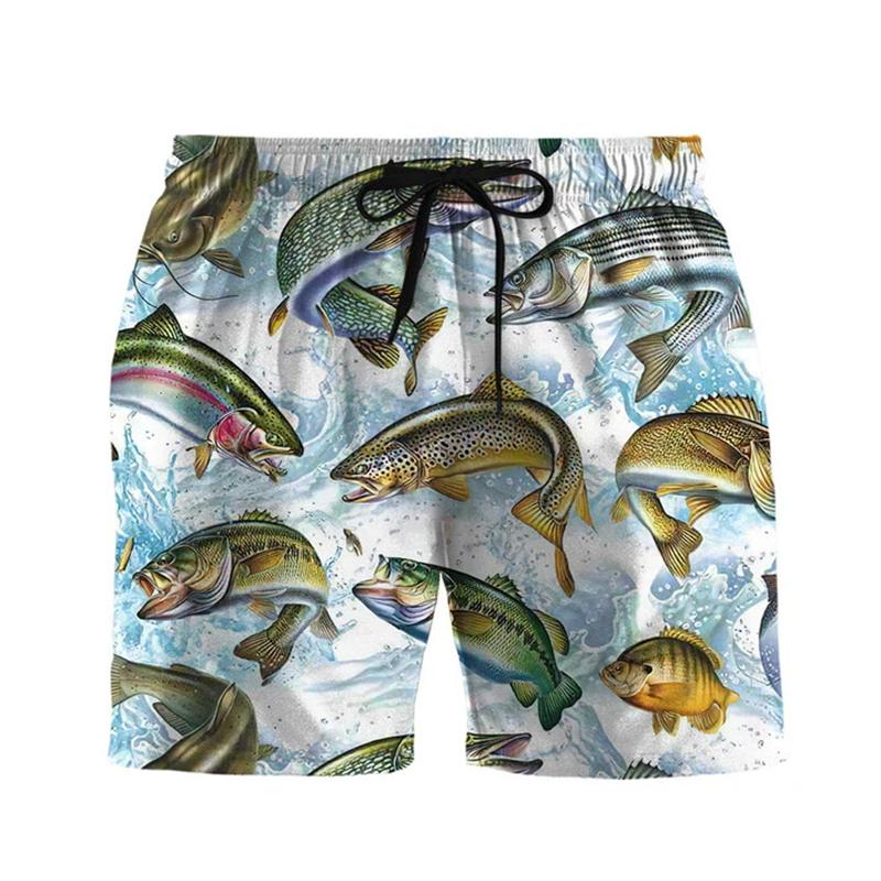 Vintage Fish Fishing Graphic Shorts For Men Kids Outdoor Sport Quick Drying Short Pants Summer Casual Daily Y2k Men Beach Shorts