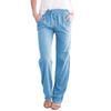 2026 Spring/Summer Women's Solid Color Cotton Linen Drawstring Wide-Leg Casual Pants