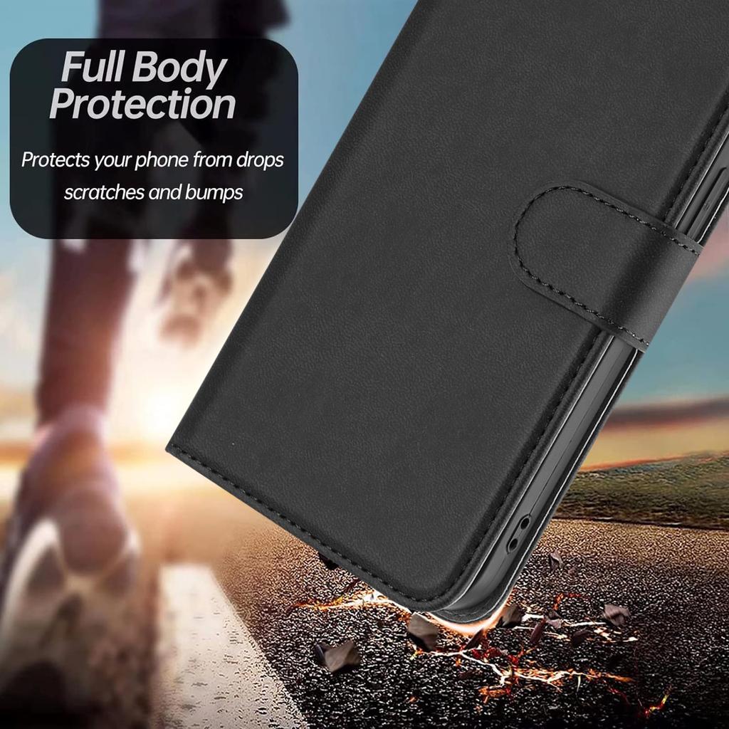 For iPhone 17 Leather Case Solid Color Phone Cover with Wallet