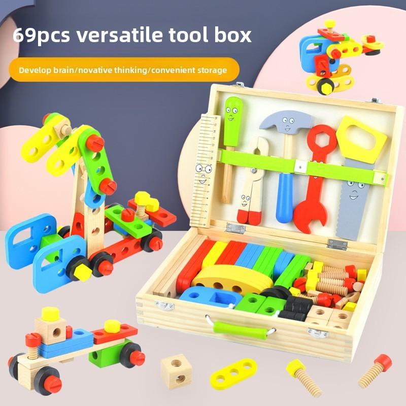 Wooden Toolbox Repair Disassembly Assembly Building Blocks Children Toys Puzzle