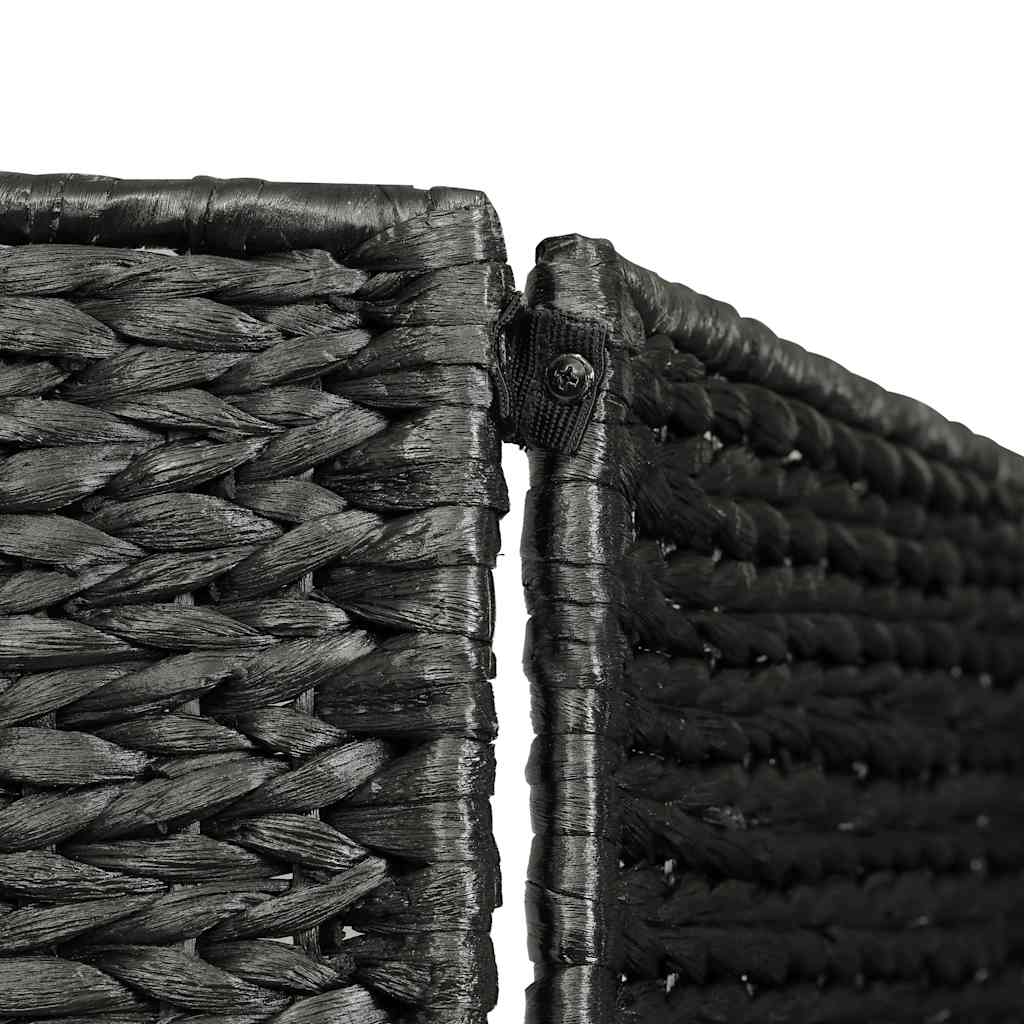 4 Panel Black Room Divider 154 * 160 Cm Woven Water Hyacinth