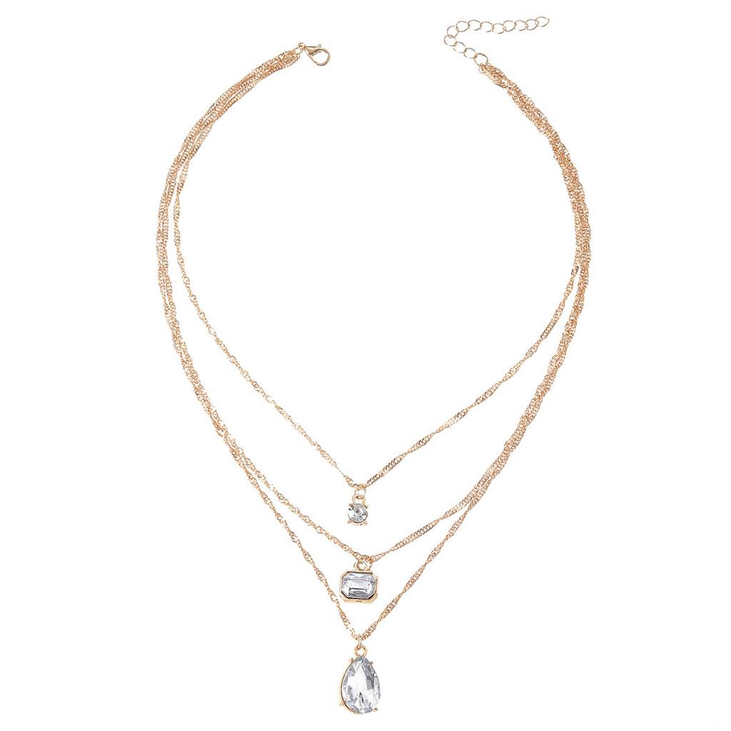 

Fashion Water Drop Gem Necklace With Multilayer Design For Women