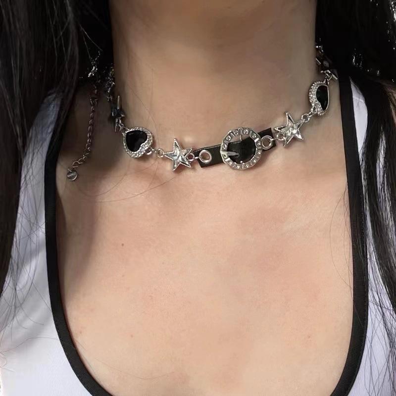 Vintage Stern Herz Halskette Für Frauen Mode Strass Choker Halskette Y2K Schlüsselbein Kette Accessoires Geschenk