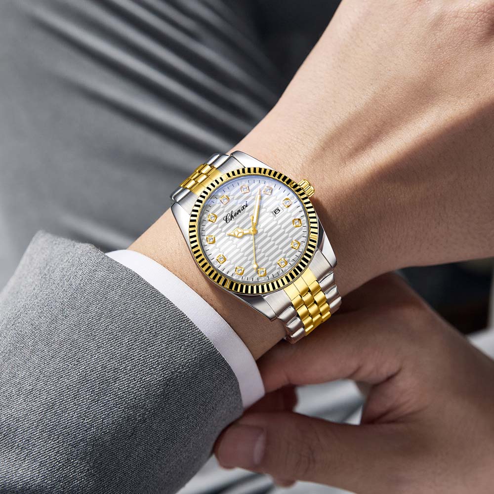 CHENXI Men's Classic Watch Date Display Stylish Men's Wristwatch Steel Bracelet Quartz Watch Male Clock Relojes Para Hombres