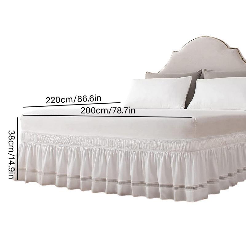 Wrap Around Bed Skirt Three Fabric Side Elastic Dust Ruffled 15In Tailored Hollow Lace Drop Bedskirt Easy Install Fade Resistant