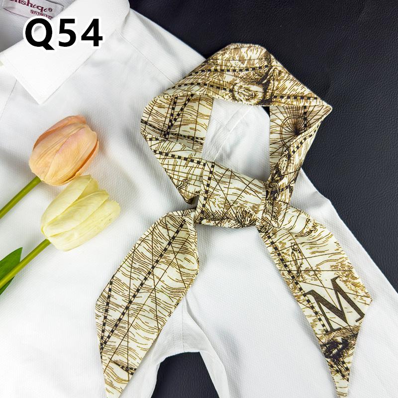 New Long Versatile Silk Scarf Tied Hair Band Bow Letter Floral Streamer Tied Bag Gift Small Silk Scarf
