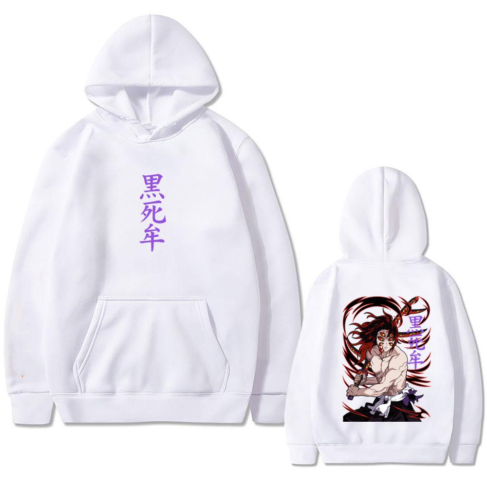 Anime Demon Slayer Kokushibo Double Sided Print Hoodie Men Women Cartoon Fashion Oversized Streetwear Fleece Hoodies