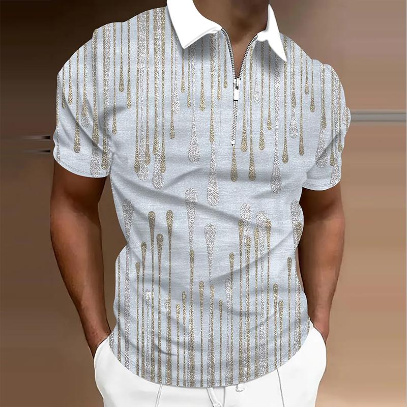 

Мужская рубашка поло повседневная на молнии с коротким рукавом модная повседневная на молнии летняя весенняя рубашка стандартного кроя с 3D-принтом 8XL серый