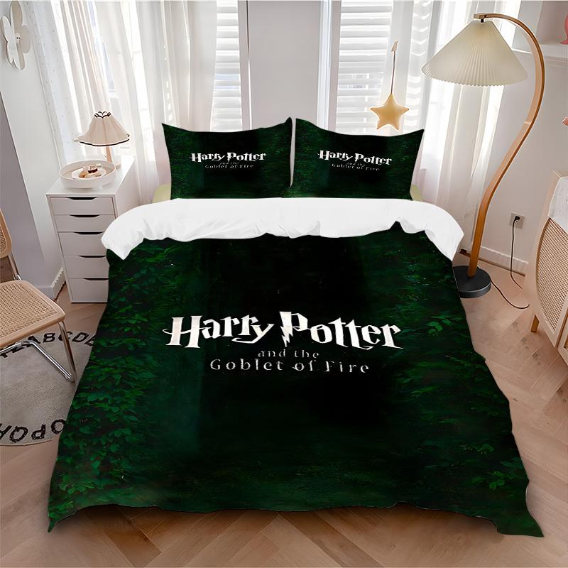 

3pcs Harry Potter Bedding Set, Soft Polyester Duvet Cover and Pillowcases Machine Washable Seasons all suitable 55 135x200cm