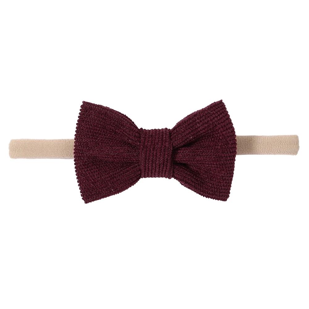 Solid Color Kids Bows Headband for Baby Girl Cute Handmade Knitted Bowknot Children Hair Ties Headwear Hair Accessory