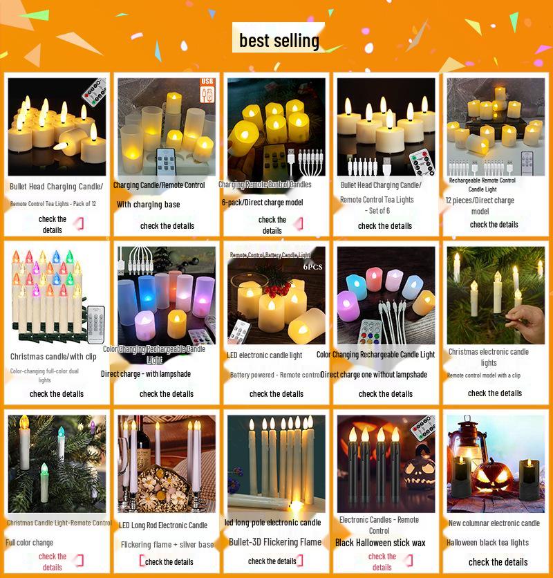 Rechargeable LED Candle Lamp with Remote Control Timer for Halloween Decoration