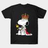 Men Black Print T-shirt Snoopy King Crown No-Cut Transfer Paper Print Cotton Tshirt