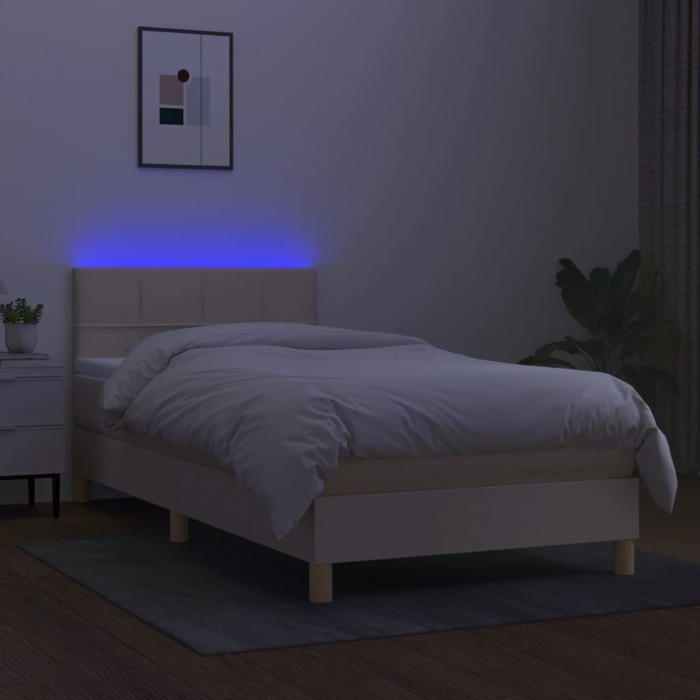 Maison Exclusive - Sommier à lattes de lit avec matelas LED Crème 80x200 cm Tissu