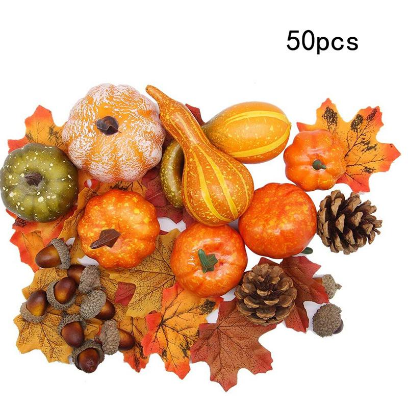 Halloween Fall Harvest Decor Props Artificial Vegetable Gourd Acorn Maple Leaf
