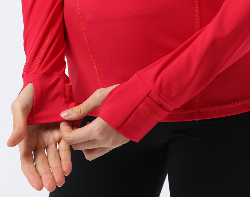 Women's Long Sleeve Stand Collar Yoga Jacket - Elastic, Quick-Drying for Fitness, Running, and Outdoor Sports.
