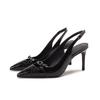 Fashion New Style Women's Embroidered One Word Belt Buckle Pumps Pointed Toe Shallow Ankle Strap Women Pumps Latest Fashion Dress Pumps