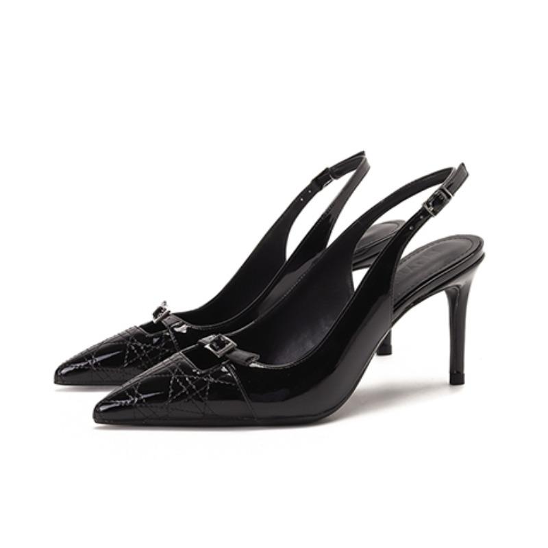 Fashion New Style Women's Embroidered One Word Belt Buckle Pumps Pointed Toe Shallow Ankle Strap Women Pumps Latest Fashion Dress Pumps