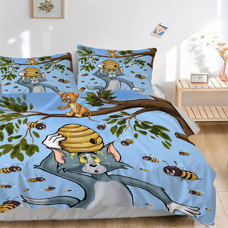Tom Jerry Honey Hunt Print 3Pcs Bedding Setduvet Cover With 2 Bedropillowcase Home Birthday Gift