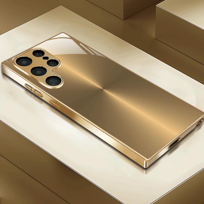 Gold Textured Electroplated Glass Phone Case Suitable for Samsung Galaxy S26 S25 S24 S23 S22 S20 FE/Ultra/Plus Anti Drop