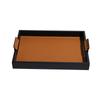 Minimalist Solid Wood Leather Aromatherapy Tray Decorative Serving Platter Living Room Coffee Table