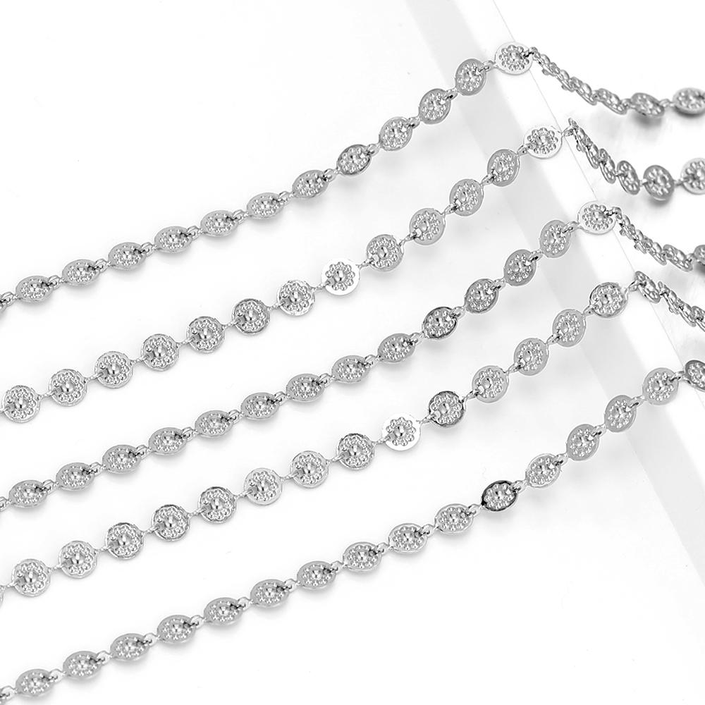 1 Meter Stainless Steel Gold Color 5mm Round Flower Chains Women Choker Necklace Making DIY Jewelry Making Accessories Supplies