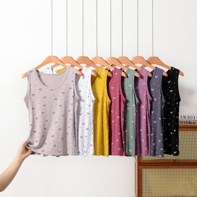 XL To 8XL Plus Size Modal O-Neck Tank Top Summer Women's Sleeveless Tops Bowknot Cami Vest Casual Loose Tees Base Layer Undershirt