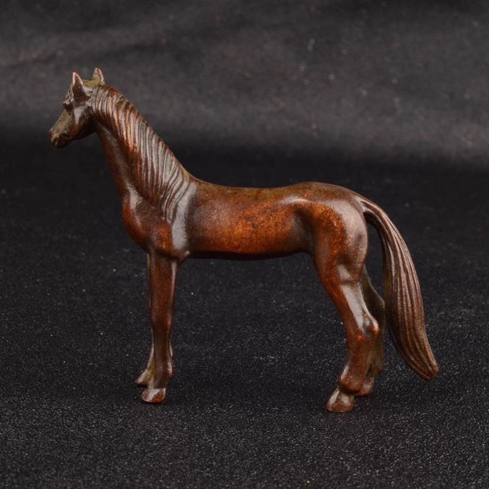 Antique Metal Long Tail Horse Figurines Miniatures Feng Shui Ornaments Zodiac Animal Mini Desktop Decoration Crafts