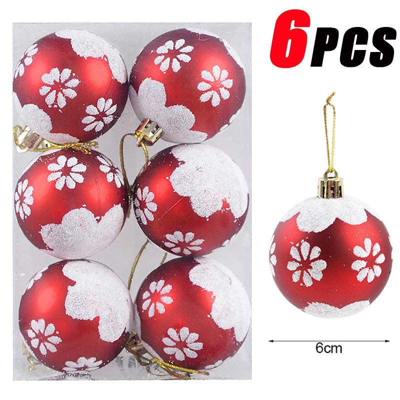 6Pcs Christmas Ball Ornaments With Painted Xmas Tree Hanging Pendant New Year Gifts For 2025 Christmas Navidad Party Decoration