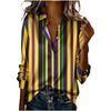 Vintage Color-Block Striped Satin Long Sleeve Shirt Women Relaxed Fit Office Casual 2026