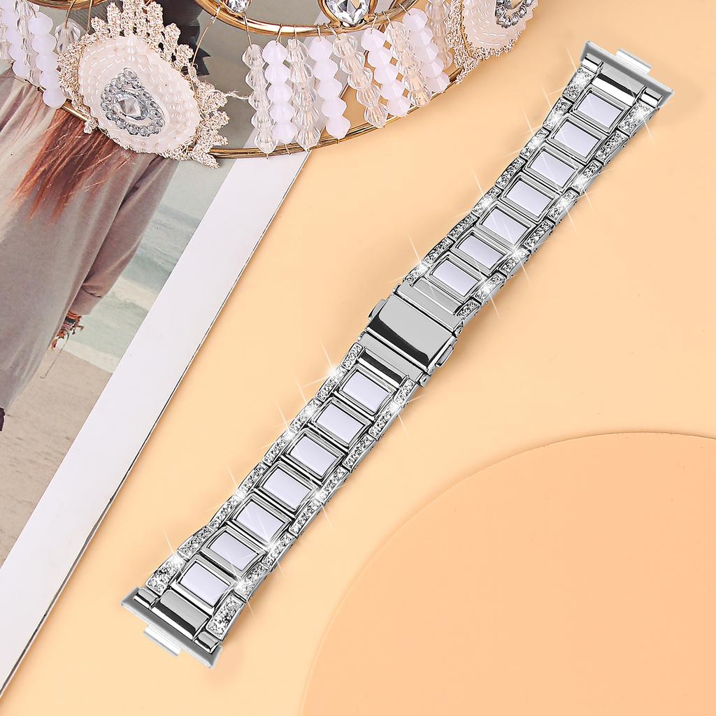 Für Huawei Watch Fit 3 Metalllegierung Uhrenarmband Strasssteine Harz Armband