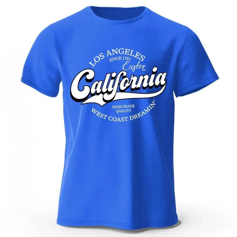 Summer Fashion Heavyweight Retro Men's English Letters 100% Cotton Printed Round Neck High-quality Casual Fitness Street T-shirt