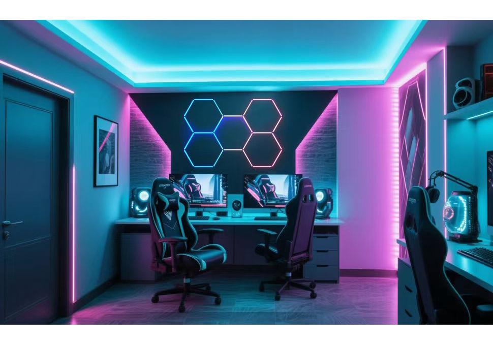 RGB Hexagonal Seven-Color Honeycomb Light for Garages, Gyms, Car Washes, E-sports Rooms, and More