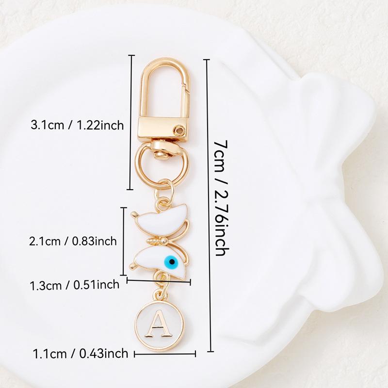 Fashion Butterfly Letter Keychain Fashion Round A-Z Initial Letter Keyring Charms Bag Pendant Decoration Car Key Holders Gift