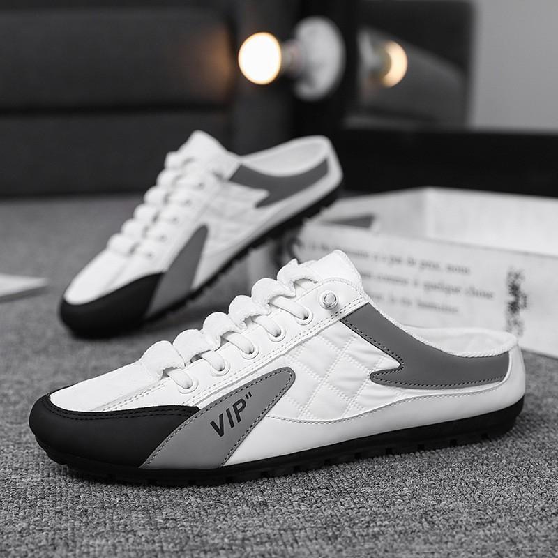 

Men s shoes summer new half slippers men s versatile breathable Doudou shoes Korean version of youth trend lazy one pedal trendy shoes 44