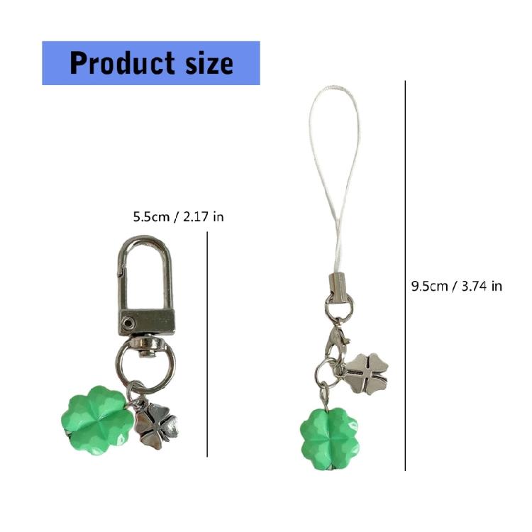 Trendy Clovers Pendant Green Resin Keychain For Phone Bag Luck Symbol Accessory Trendy Clovers Pendant Decors
