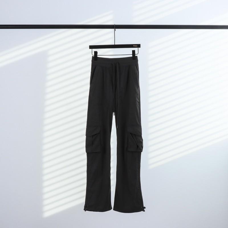 LU Womens Cargo Pants Loose Fit Mid Rise Pockets Yoga Long Trousers
