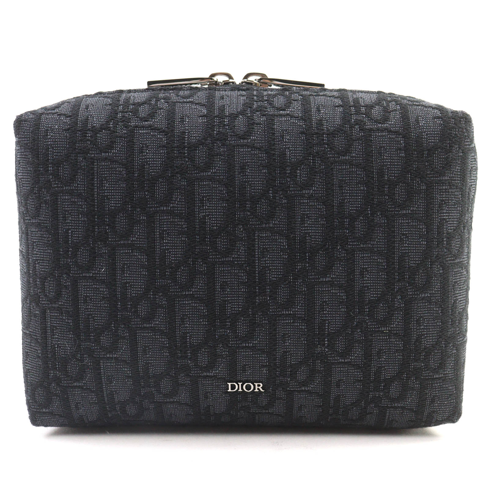

Pristine DIOR Pouch Logo Metal Leather Oblique Canvas Round Zip Black series canvas Women Used