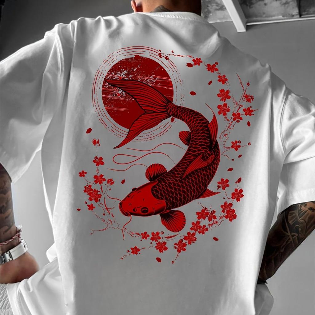 Outdoor Sports T-shirt Men's Summer Casual Fashion Trend Round Neck Short Sleeve Loose and Comfortable Pure Cotton Men Clothing