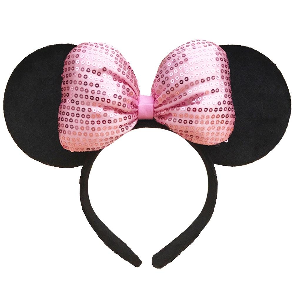 Handmade Cartoon Minnie Mickey Ear Headband Sparkly Animal Rabbit Hairpiece For Adults And Kids