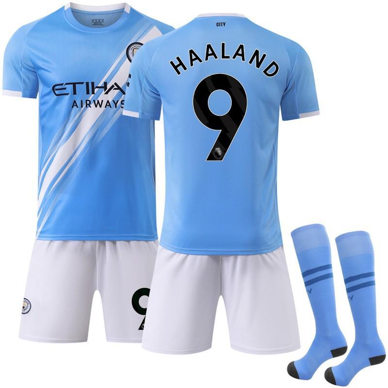 2526 Manchester City Home No. 9 Harland Football Jersey 17 De Braunet Children's Adult Sports Set